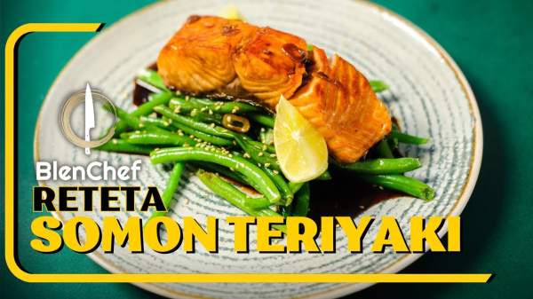 Somon Teriyaki cu fasole verde